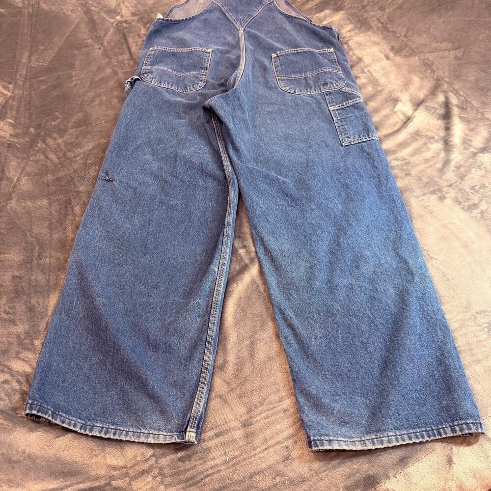 VTG Carhartt Men’s Sz 40x30 Overalls Denim Made In USA Distressed W/ Stains Work - Picture 2 of 16